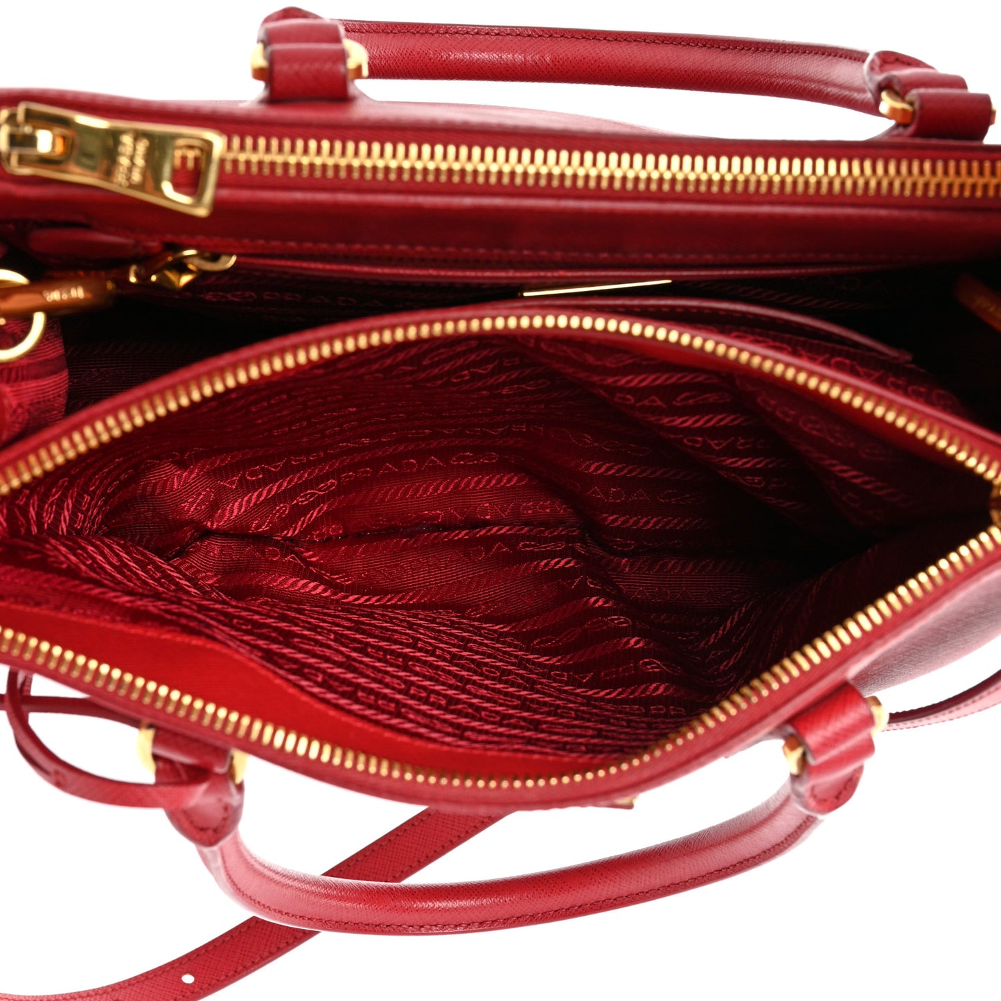 Saffiano Small Galleria Double Zip Tote Fuoco