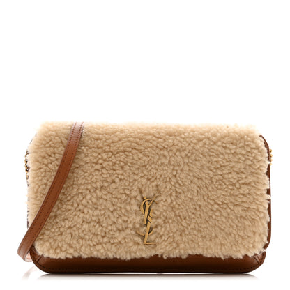 Saint Laurent Shearling Monogram Phone Holder Crossbody Brown 1 of 11