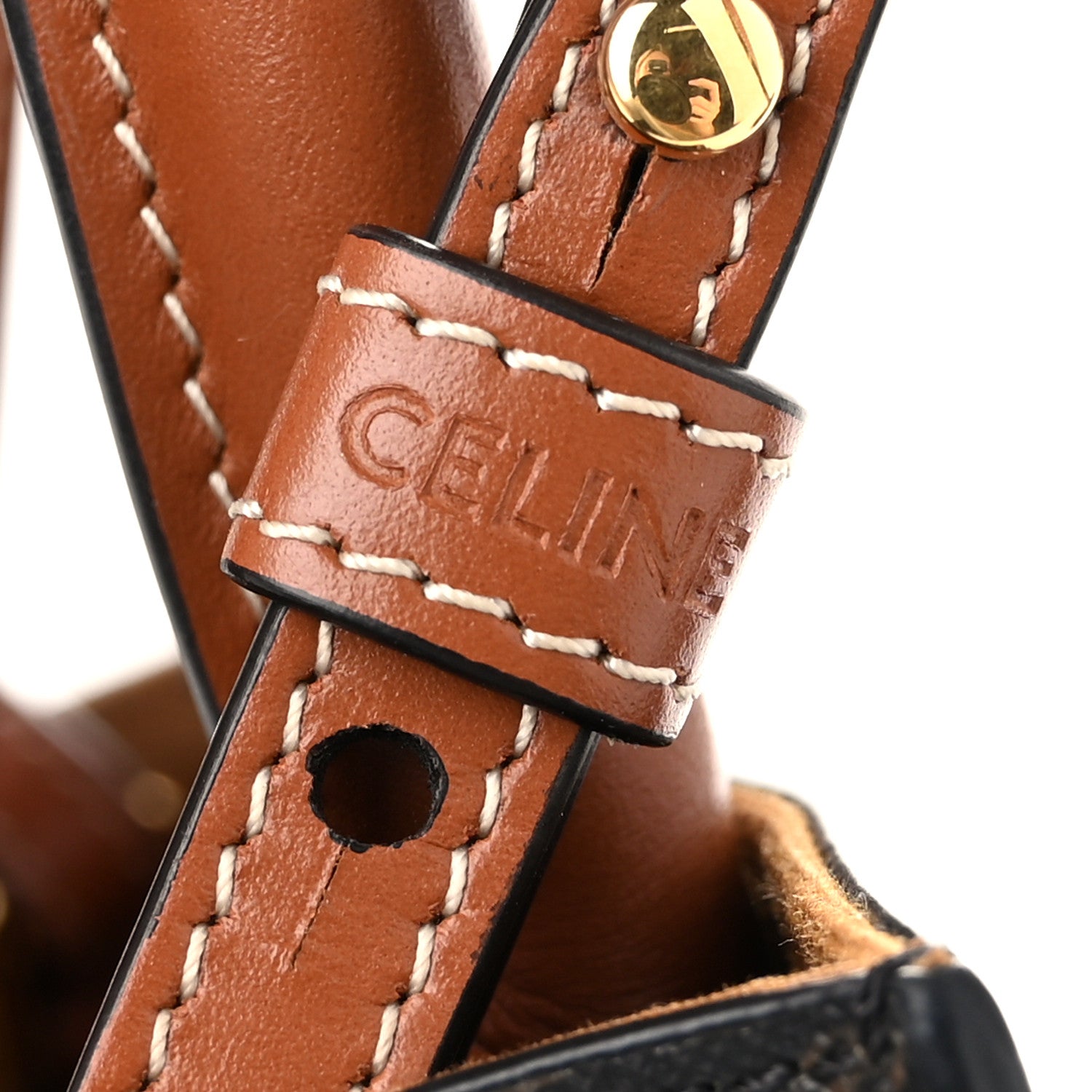 Celine Triomphe Canvas Calfskin Mini Vertical Cabas Tan 6 of 9