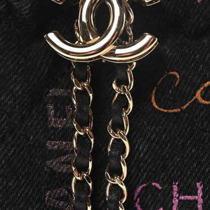 Chanel Denim Quilted Mood Small Bucket With Chain Black Multicolor 8 of 10