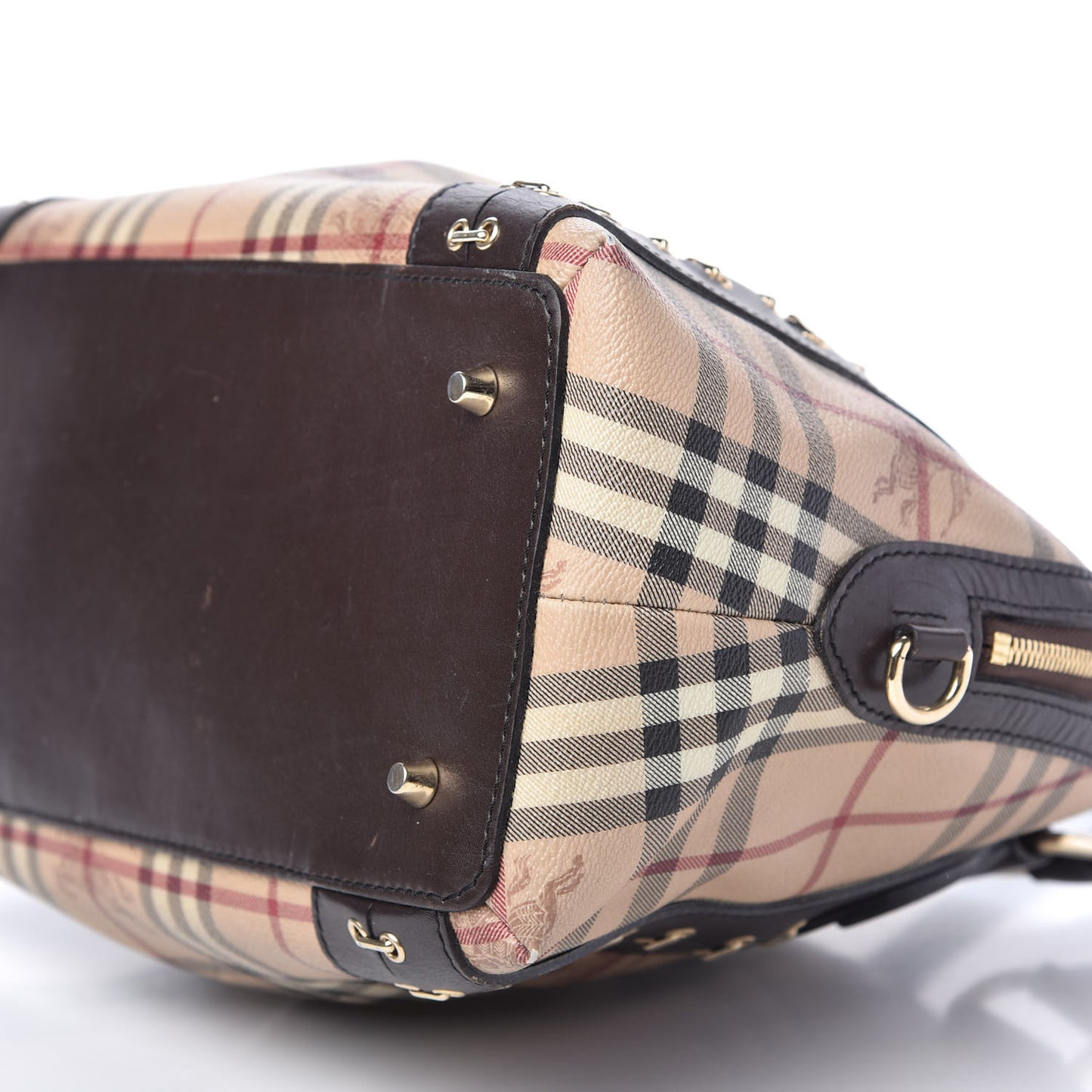 Haymarket Check Metal Stitch Thornley Satchel Chocolate