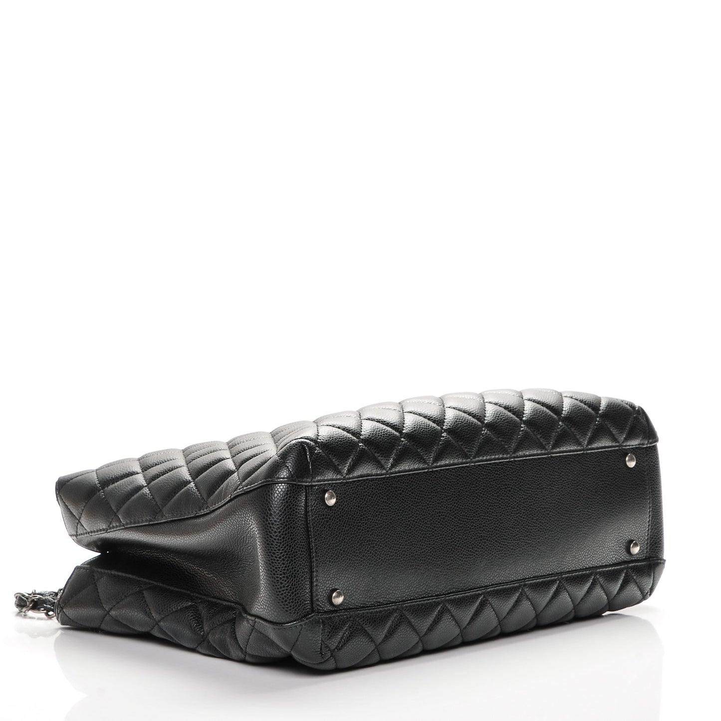 Caviar Quilted City Shopping Tote Black