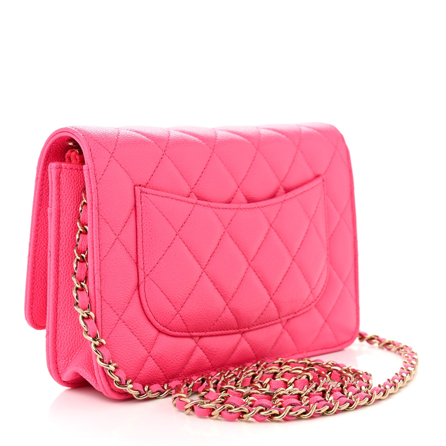 Caviar Quilted Wallet on Chain WOC Fuchsia