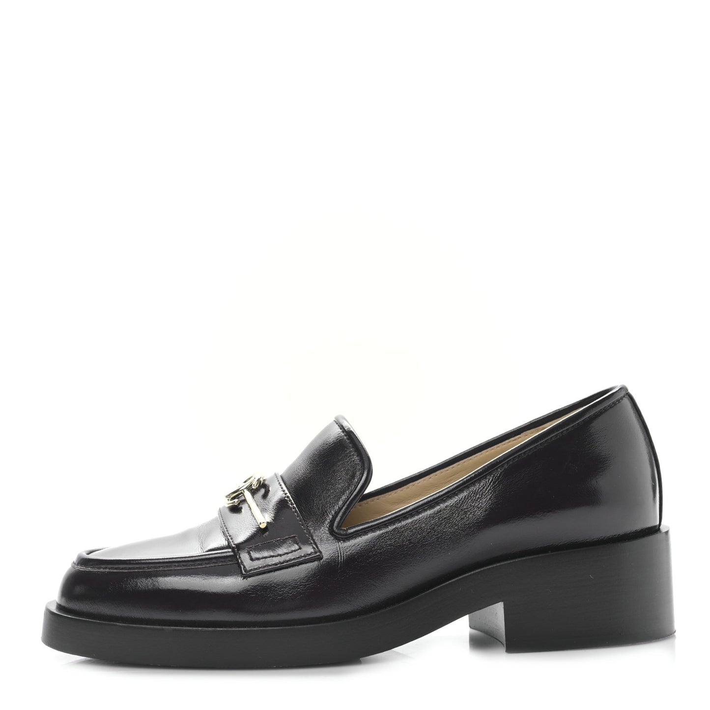 Calfskin Metal CC Mocassin Loafers 36 Dark Brown