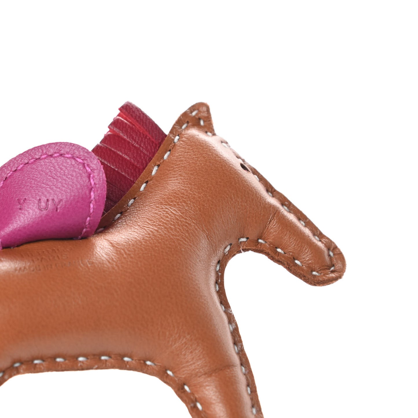 Milo Lambskin Grigri Rodeo Horse Bag Charm PM Sesame Grenat Rose Poupre