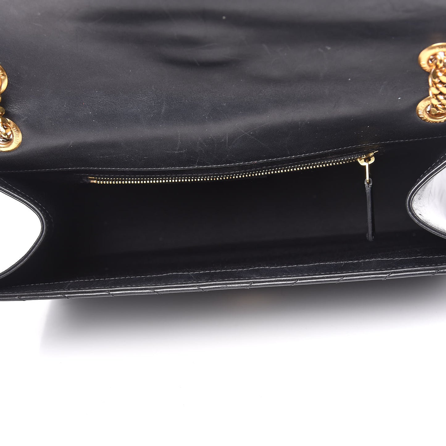 Smooth Calfskin Matelasse Chevron Large Monogram Satchel Black