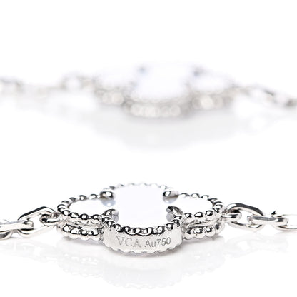 Van Cleef & Arpels 18K White Gold Chalcedony 10 Motifs Vintage Alhambra Necklace 6 of 8