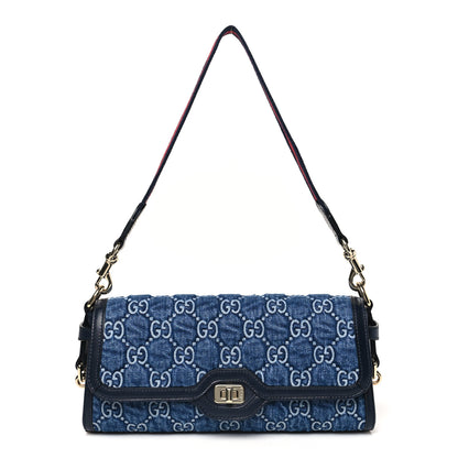 Gucci GG Monogram Denim Small Luce Shoulder Bag Blue 1 of 10