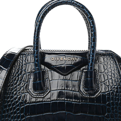 Givenchy Calfskin Crocodile Embossed Mini Antigona Navy 7 of 9