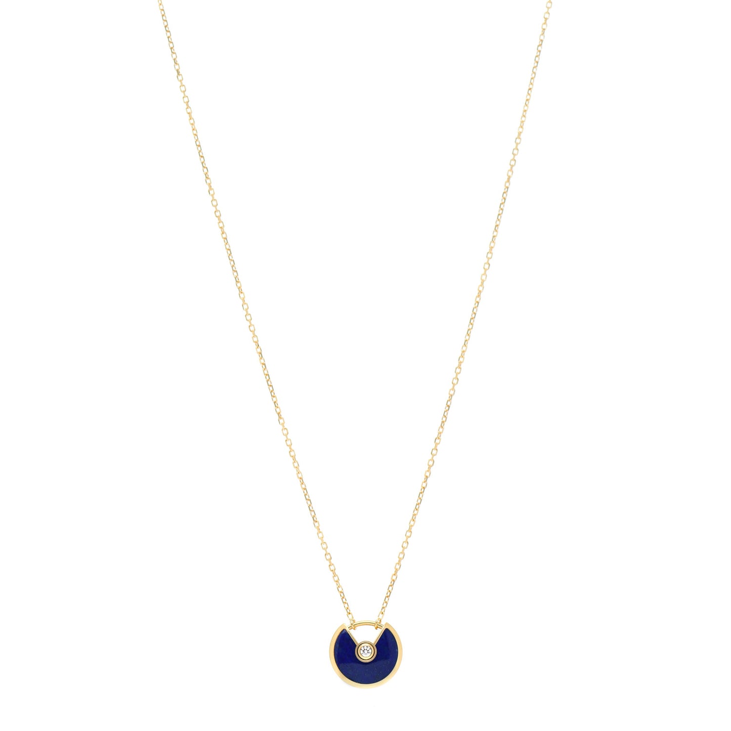 18K Yellow Gold Diamond Lapis Lazuli XS Amulette de Cartier Pendant Necklace