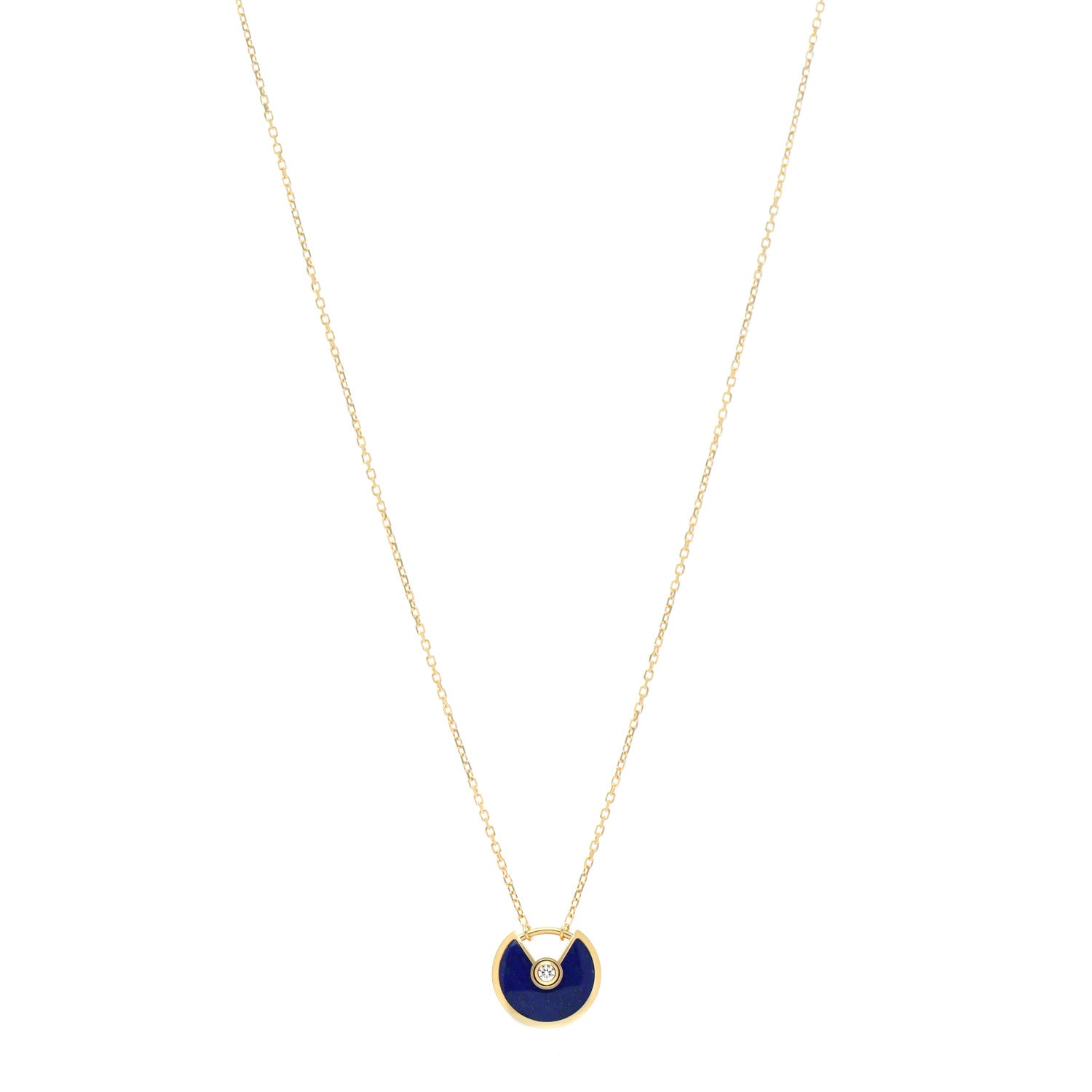 Cartier 18K Yellow Gold Diamond Lapis Lazuli XS Amulette de Cartier Pendant Necklace 1 of 5