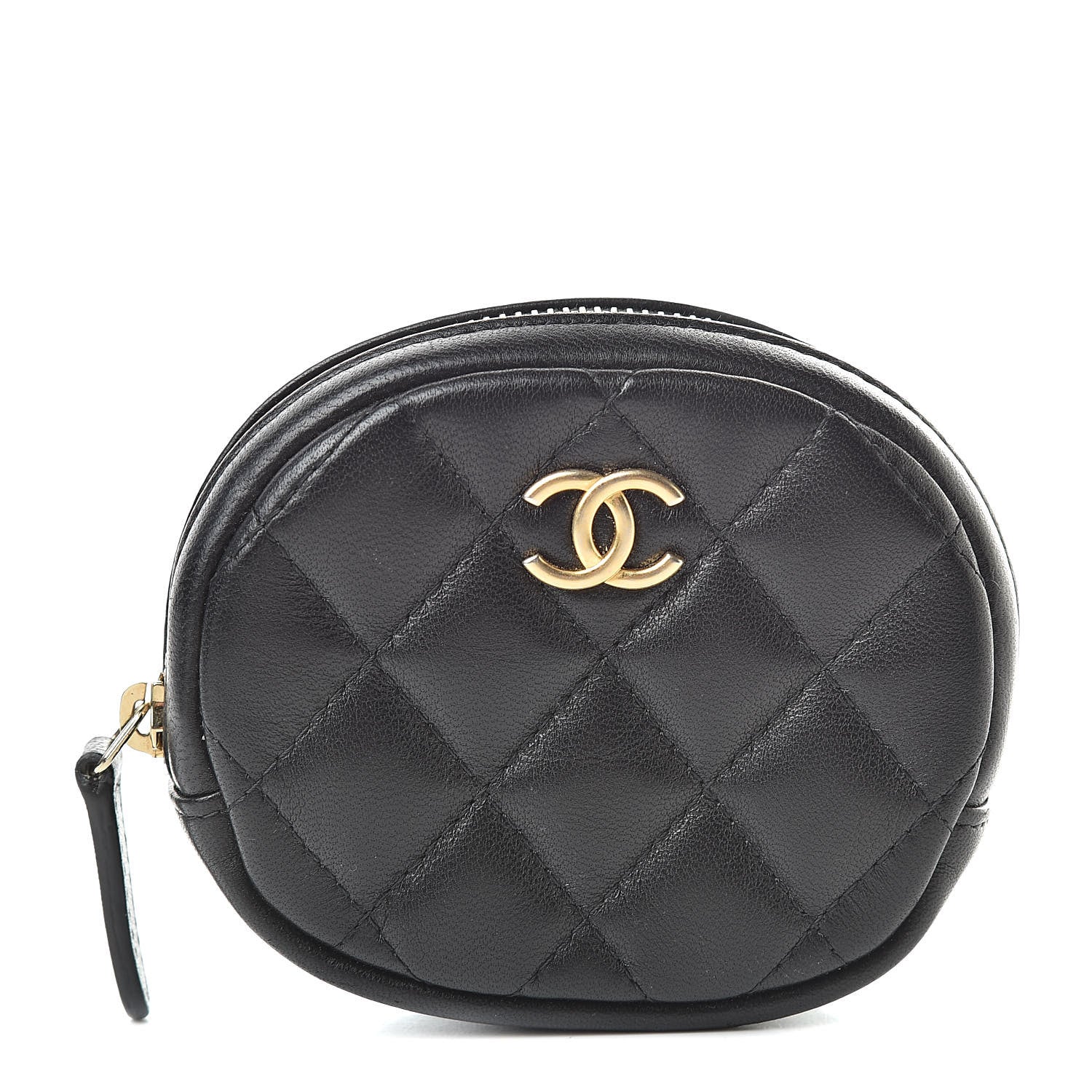 Chanel Lambskin Quilted Zip Around Classic Coin Purse Black 1 of 8