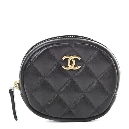 Chanel Lambskin Quilted Zip Around Classic Coin Purse Black 1 of 8