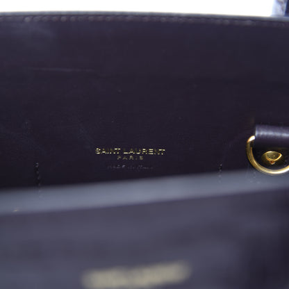 Saint Laurent Calfskin Crocodile Embossed Small Sac De Jour Prune 8 of 9
