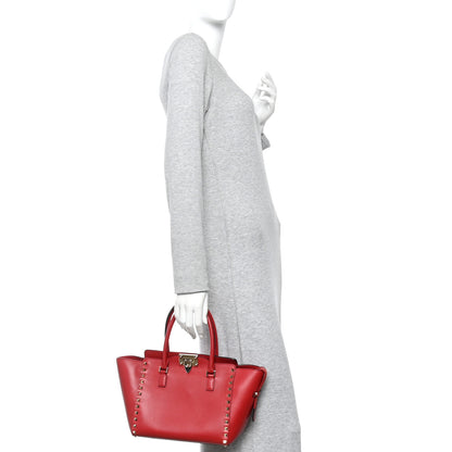 Valentino Garavani Vitello Small Rockstud Double Handle Tote Rosso Valentino 2 of 9
