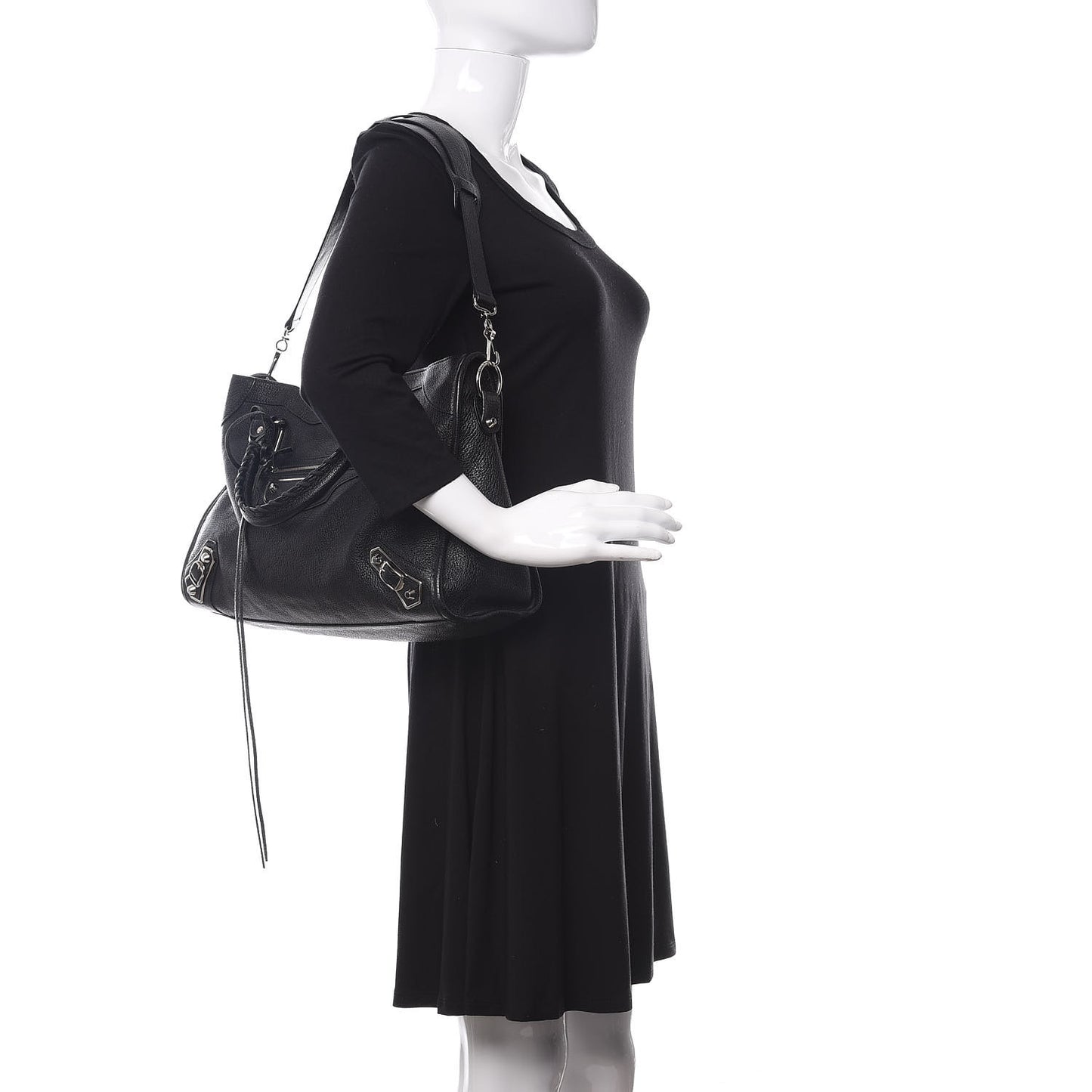 Chevre Silver Metallic Edge Hardware City Black