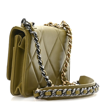 Chanel Lambskin Quilted Chanel 19 Wallet On Chain WOC Green 3 of 12