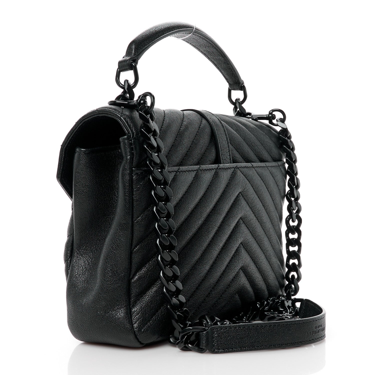 Saint Laurent Sheepskin Matelasse Chevron Monogram Monochrome Medium College Bag Black 3 of 11