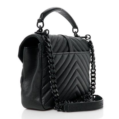 Saint Laurent Sheepskin Matelasse Chevron Monogram Monochrome Medium College Bag Black 3 of 11