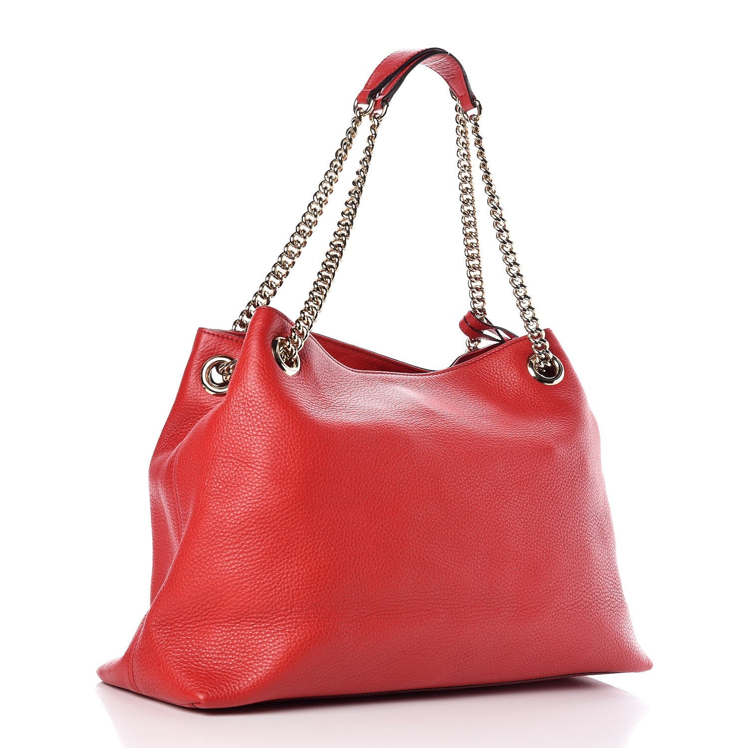 Gucci Pebbled Calfskin Medium Soho Chain Shoulder Bag Tabasco Red 3 of 11