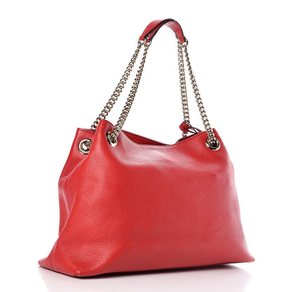 Gucci Pebbled Calfskin Medium Soho Chain Shoulder Bag Tabasco Red 3 of 11