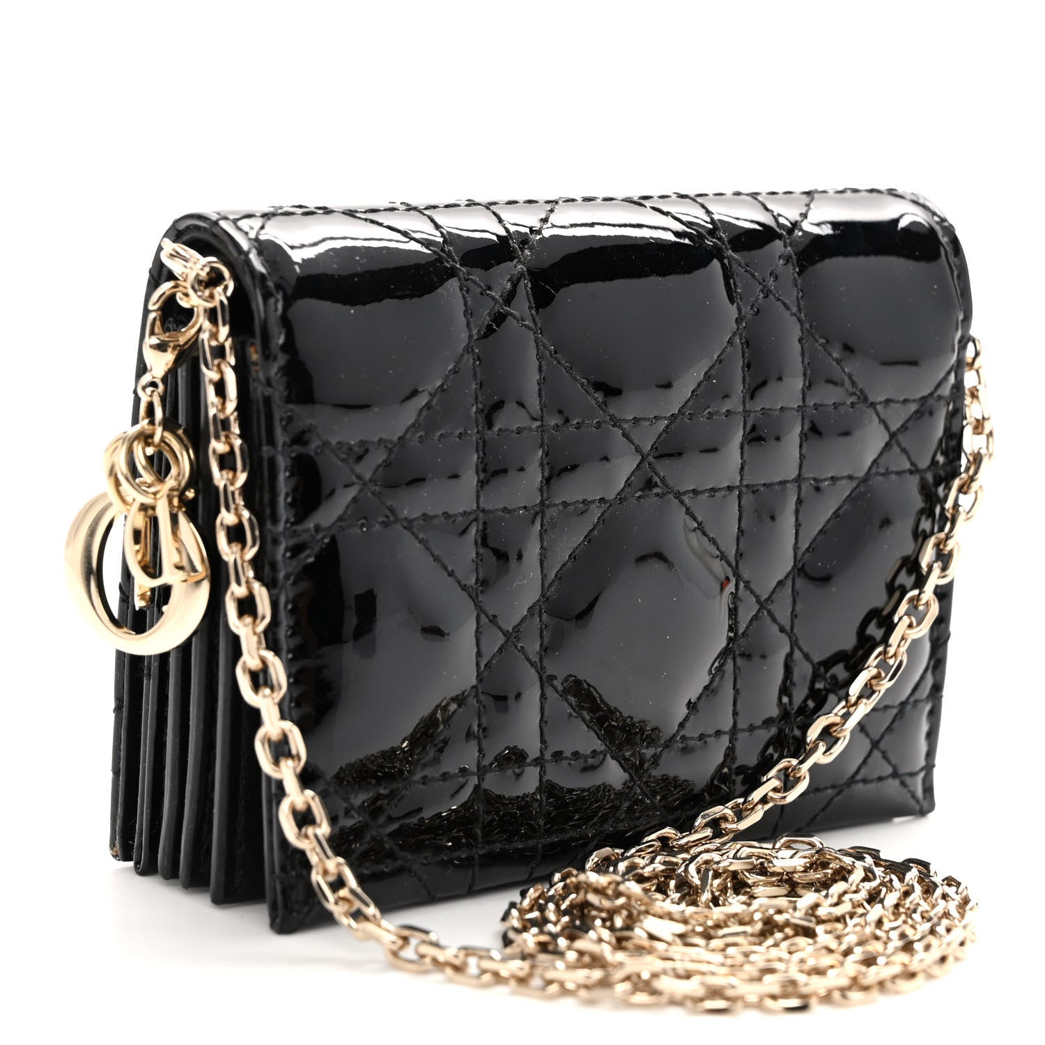 Christian Dior Patent Cannage Nano Lady Dior Card Holder Black 3 of 10