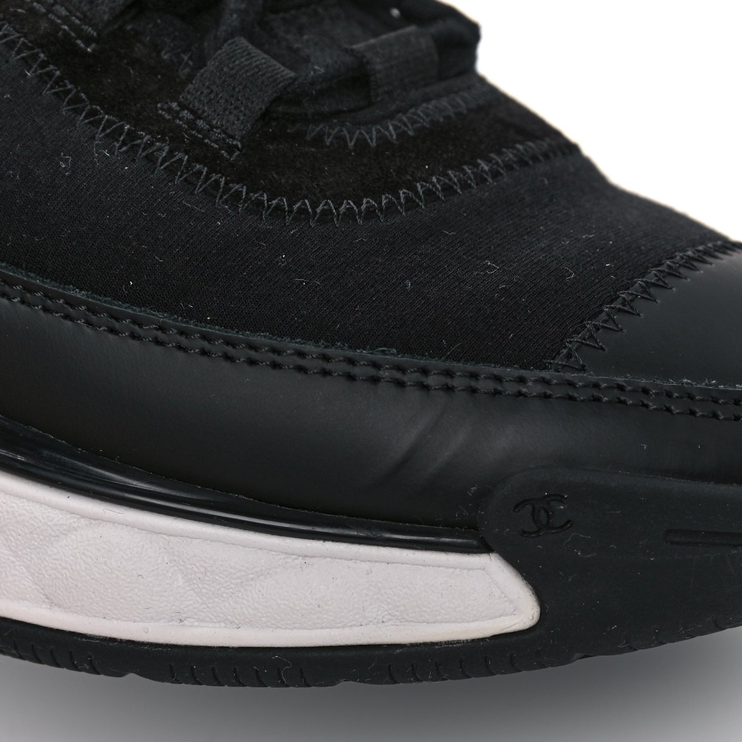 Velvet Calfskin Mixed Fibers CC Sneakers 39.5 Black