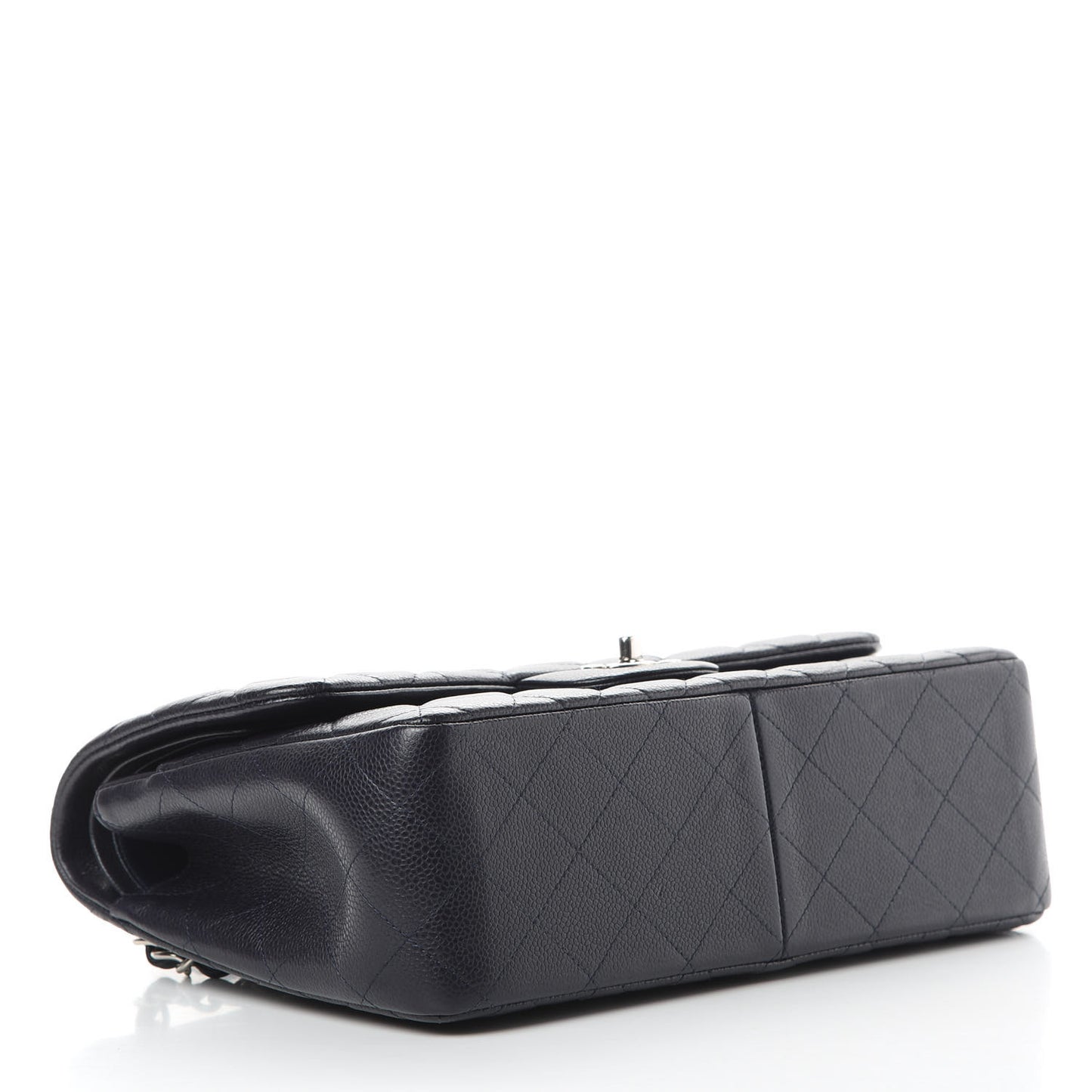 Caviar Quilted Jumbo Double Flap Navy Blue
