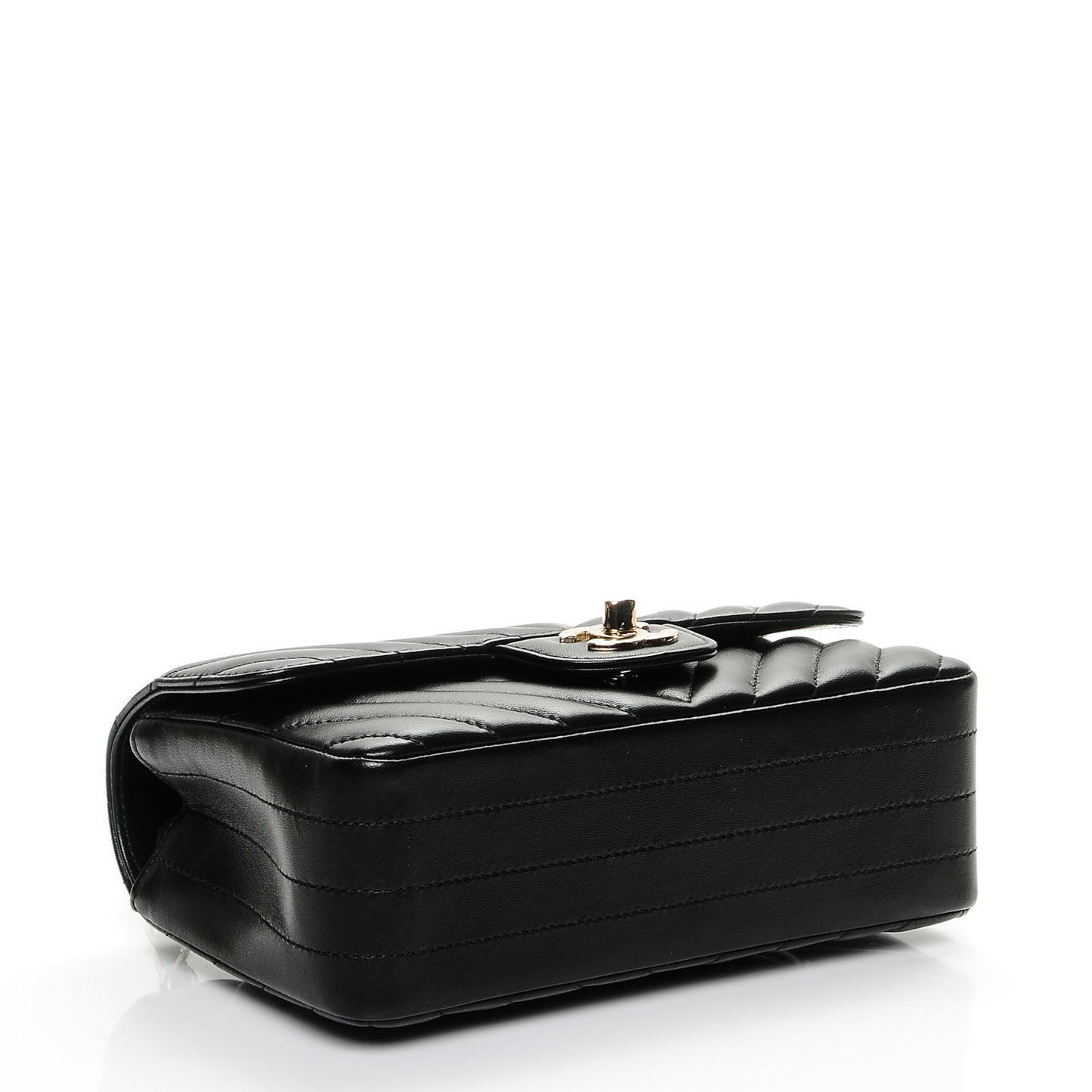 Lambskin Chevron Quilted Mini Rectangular Flap Black
