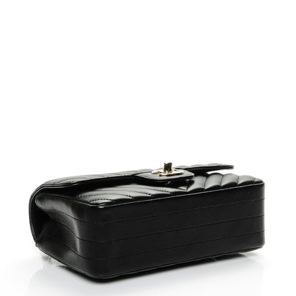 Chanel Lambskin Chevron Quilted Mini Rectangular Flap Black 4 of 7