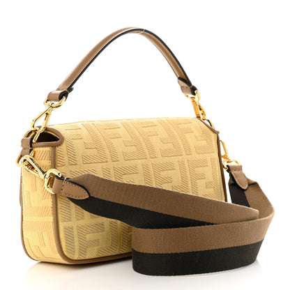 Fendi Raffia Vitello King Lucido FF Embroidered Baguette Grano Sand 3 of 14