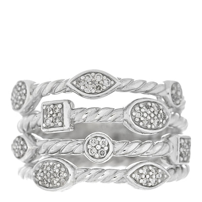 David Yurman Sterling Silver Diamond Confetti 4 Row Ring 55 7.25 1 of 4
