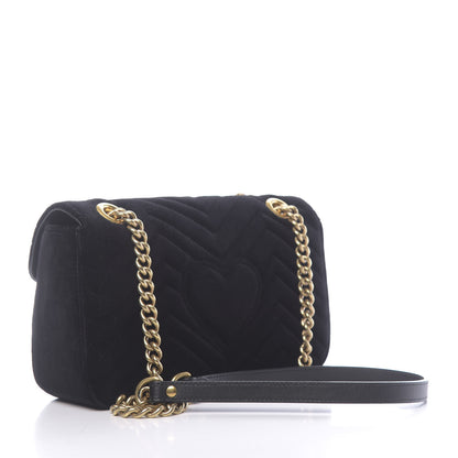 Gucci Velvet Matelasse Small GG Marmont Shoulder Bag Black 3 of 10