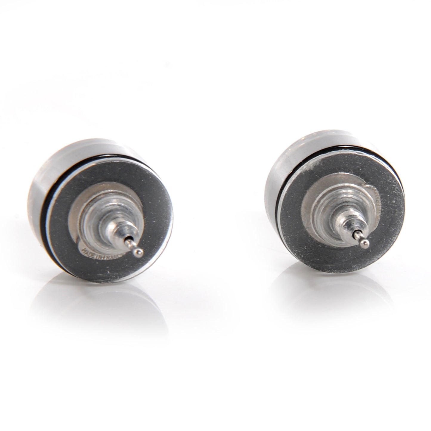 Resin CC Earrings Black Silver