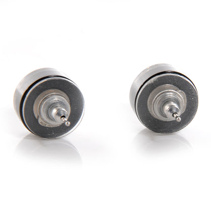 Chanel Resin CC Earrings Black Silver 4 of 5