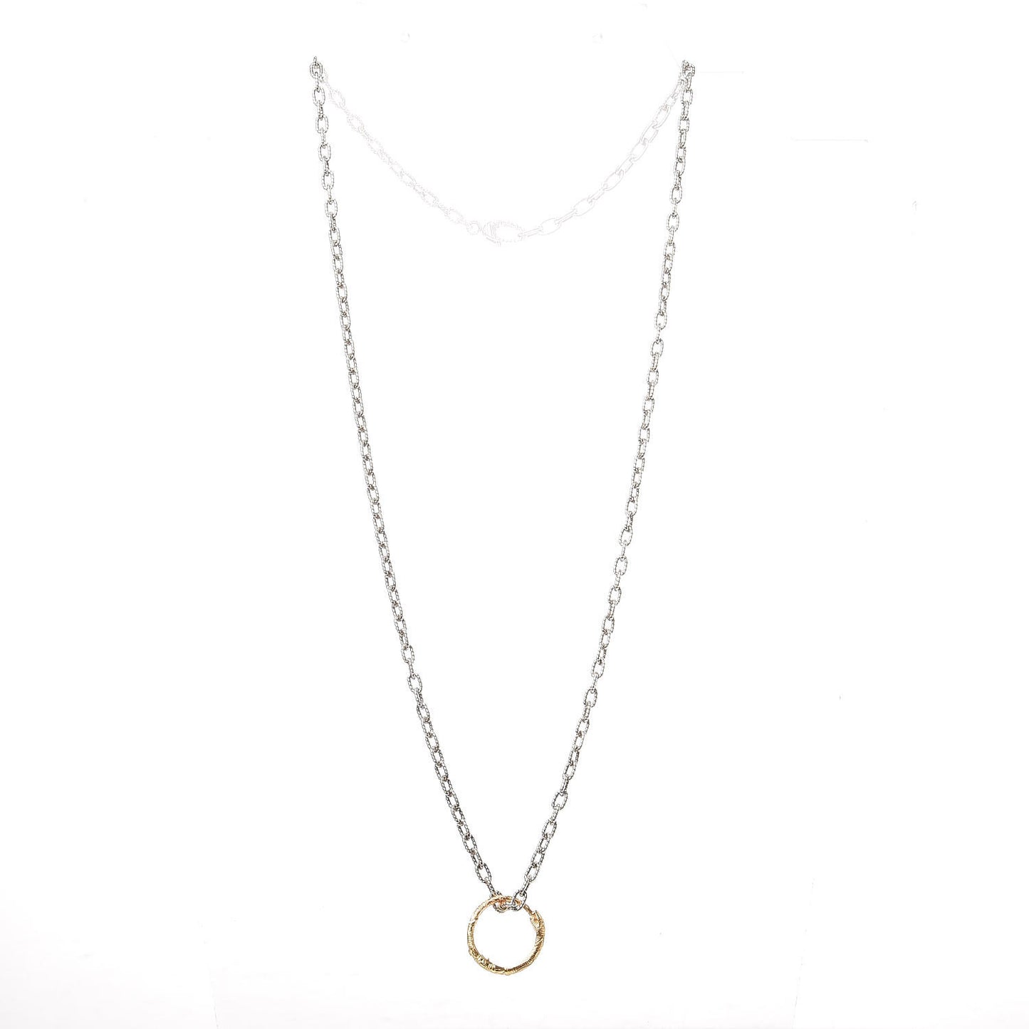 Sterling Silver 18K Yellow Gold Ouroboros Snake Ring Necklace