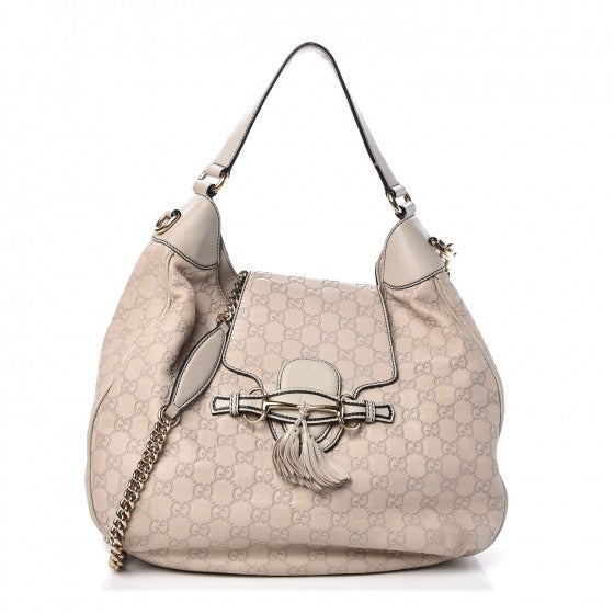 Gucci Guccissima Signature Medium Emily Hobo Mystic White 1 of 14
