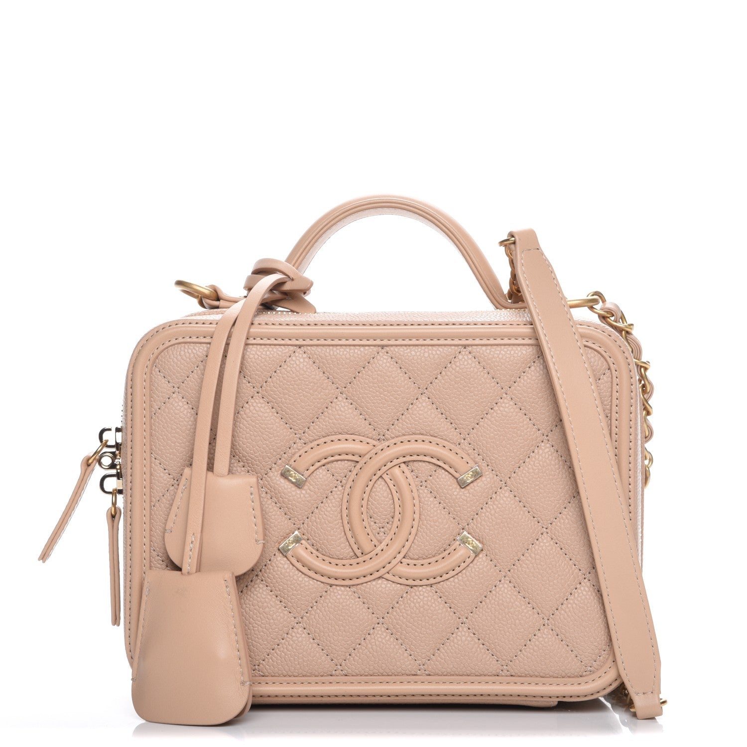 Chanel Caviar Quilted Medium CC Filigree Vanity Case Beige 1 of 9