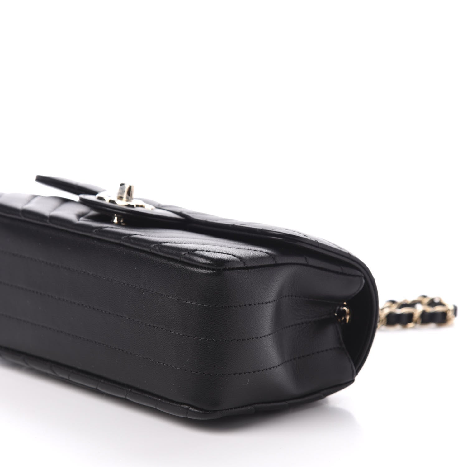 Chanel Lambskin Chevron Quilted Mini Rectangular Flap Black 9 of 10