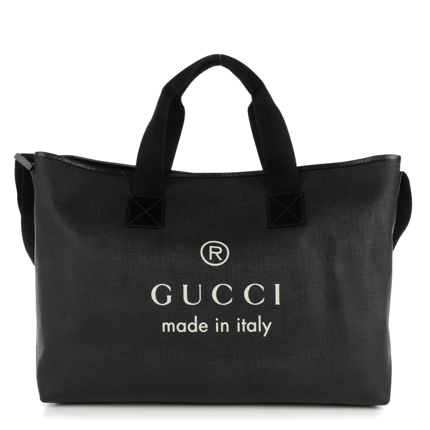 Coated Canvas Large Trademark Logo Travel Tote Black