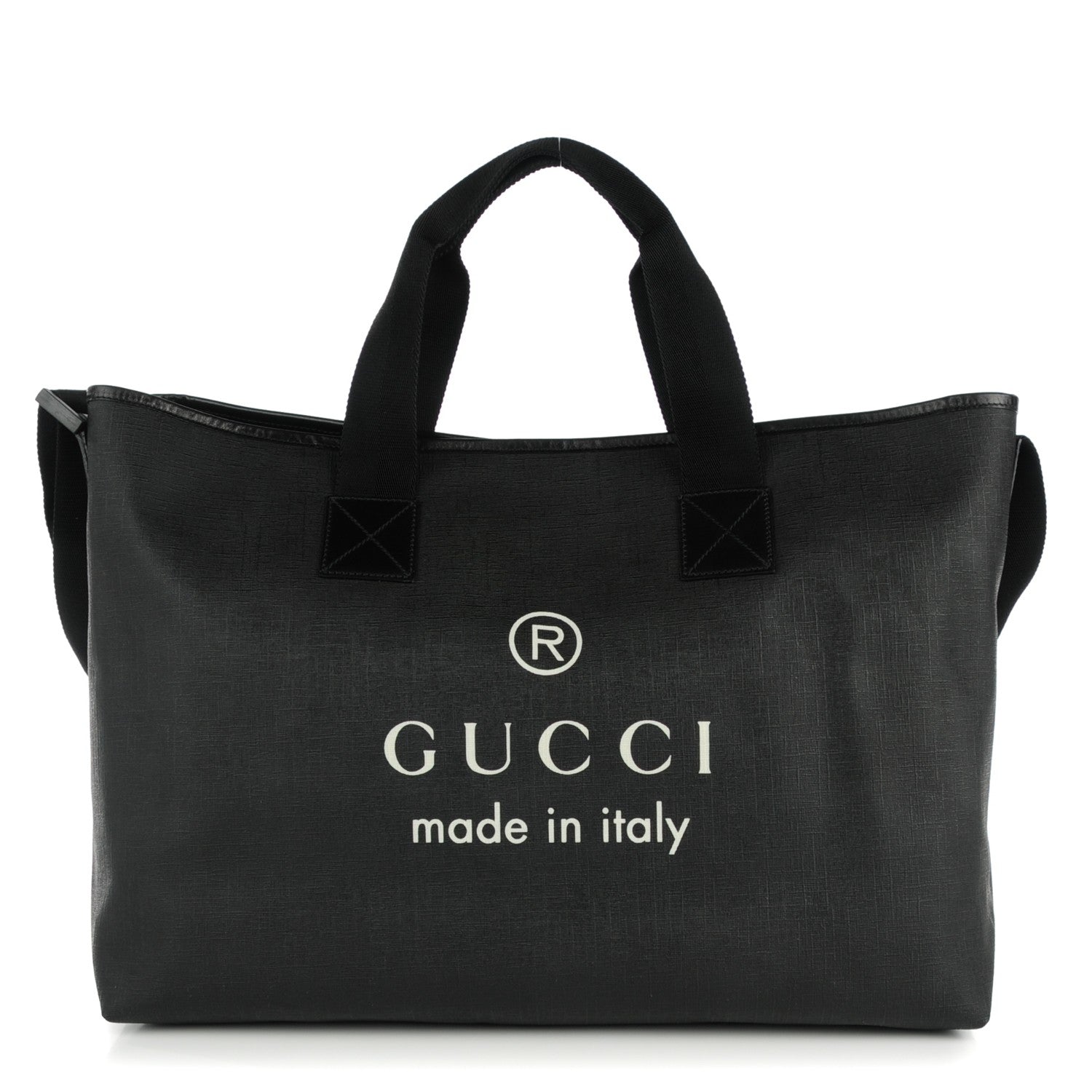 Gucci Coated Canvas Large Trademark Logo Travel Tote Black 1 of 7