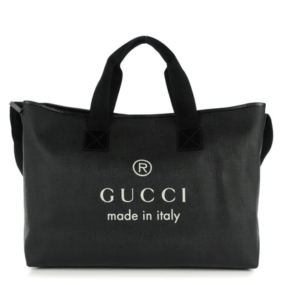 Gucci Coated Canvas Large Trademark Logo Travel Tote Black 1 of 7