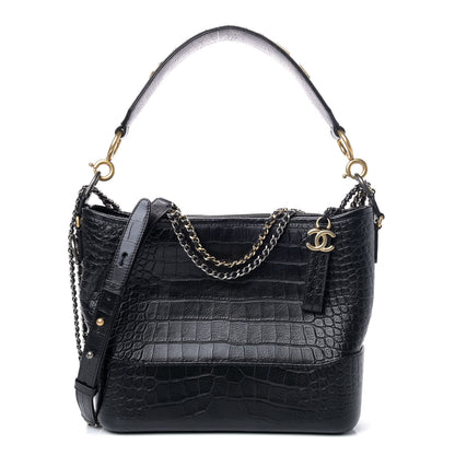 Chanel Crocodile Embossed Calfskin Medium Gabrielle Cocodile Hobo Black 1 of 4