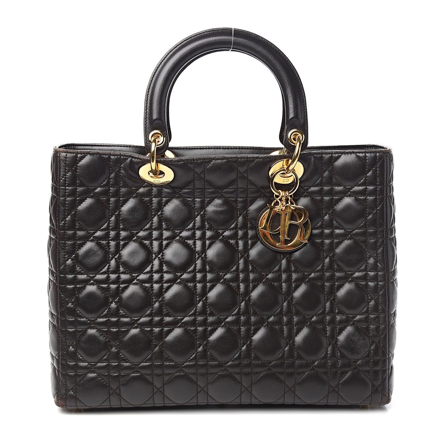 Lambskin Cannage Large Lady Dior Dark Brown