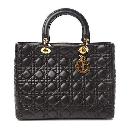 Christian Dior Lambskin Cannage Large Lady Dior Dark Brown 1 of 13