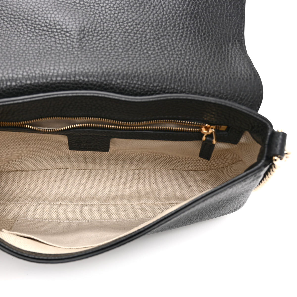 Pebbled Calfskin Medium Soho Flap Crossbody Black