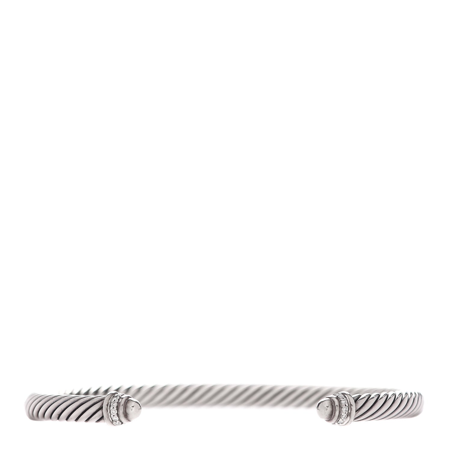 David Yurman Sterling Silver Diamond 5mm Cable Classics Dome Bracelet 1 of 4