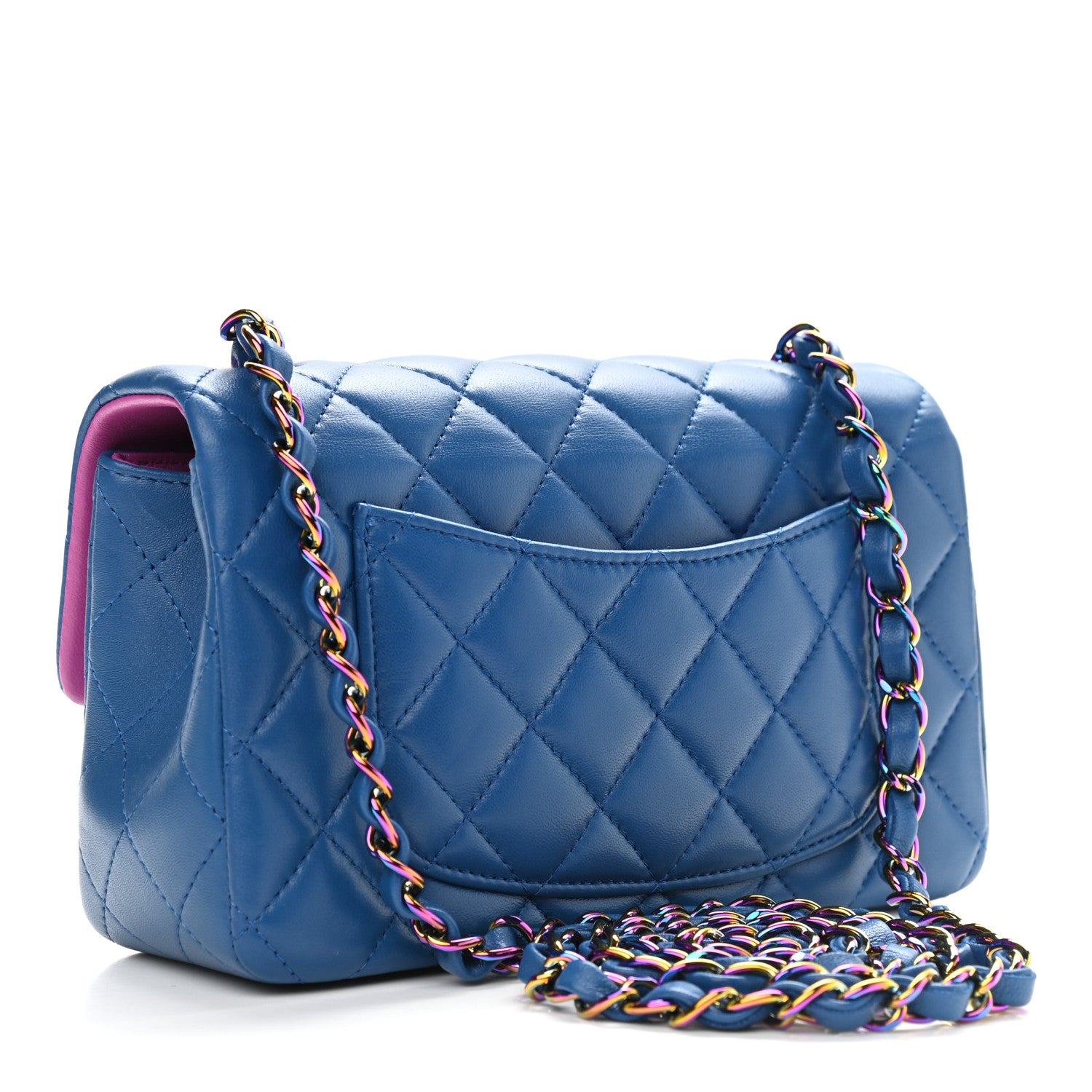 Chanel Lambskin Quilted Mini Rectangular Flap Blue Purple 3 of 10