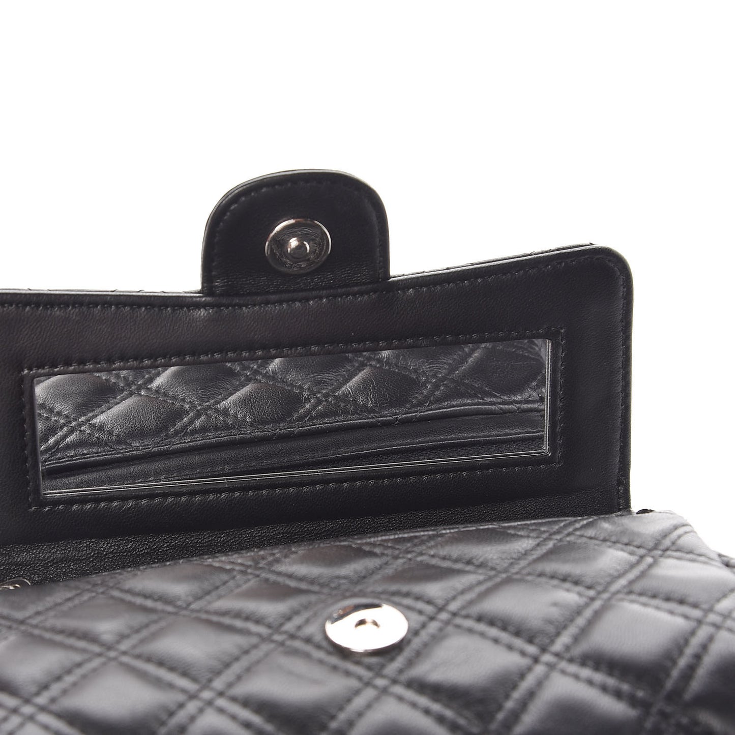 Lambskin Quilted Flap Cosmetic Case Black