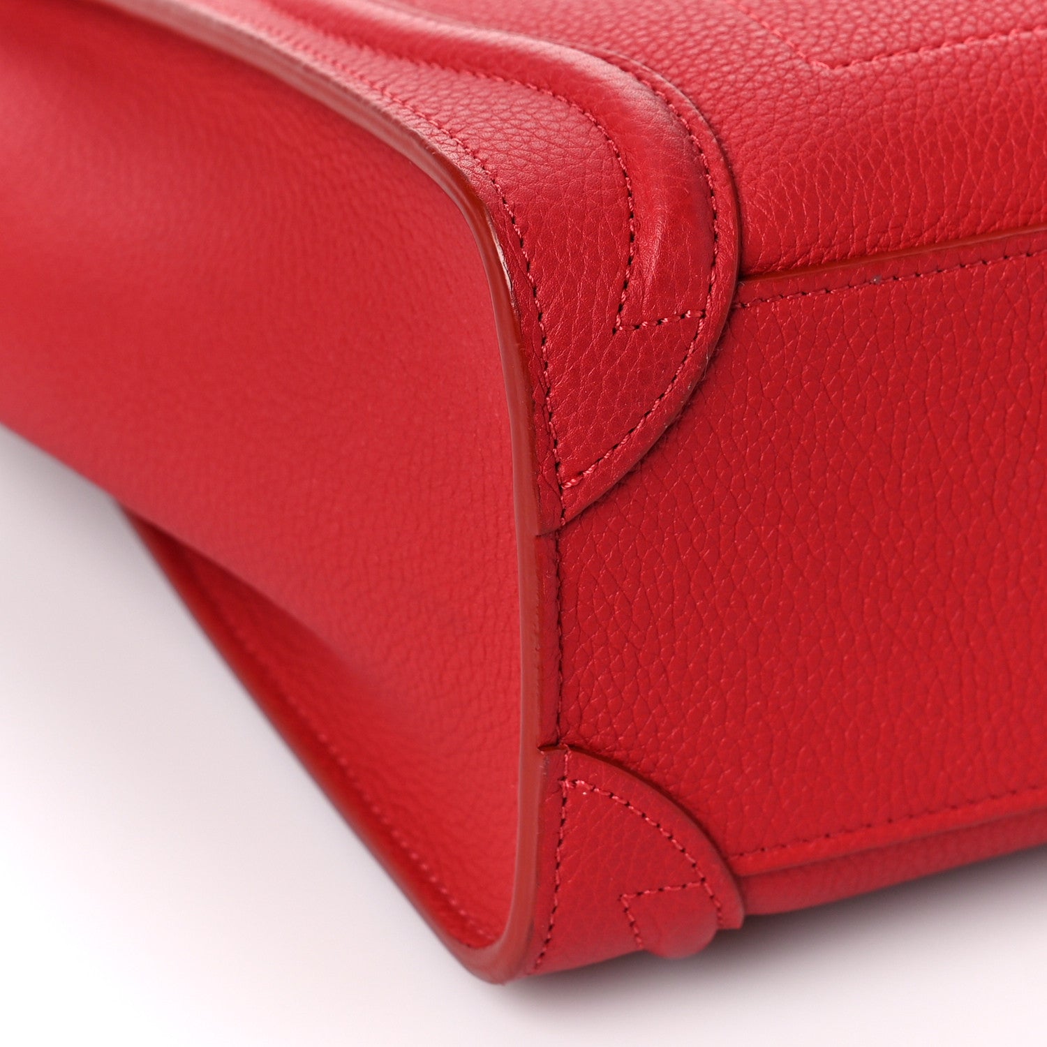 Celine Drummed Calfskin Nano Luggage Red 7 of 9
